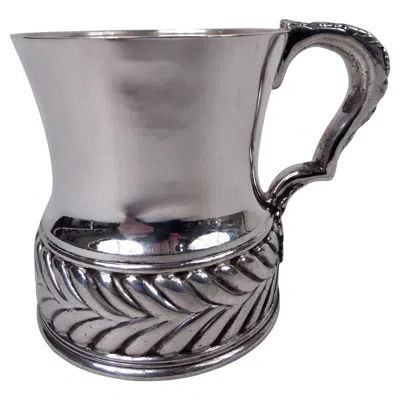Pre-owned Tiffany & Co Antique Tiffany Victorian Classical Baby Cup With Bold Wave Edge In Silver