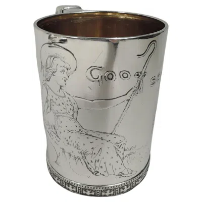 Pre-owned Tiffany & Co Antique Tiffany Victorian Nursery Rhyme Goosey Gander Baby Cup In Silver