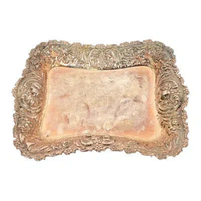 Pre-owned Tiffany & Co . Antique Victorian Repoussé Silverplate Footed Serving Tray