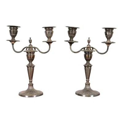 Pre-owned Tiffany & Co . Antique Victorian Silverplate Two-arm Candelabras, Pair