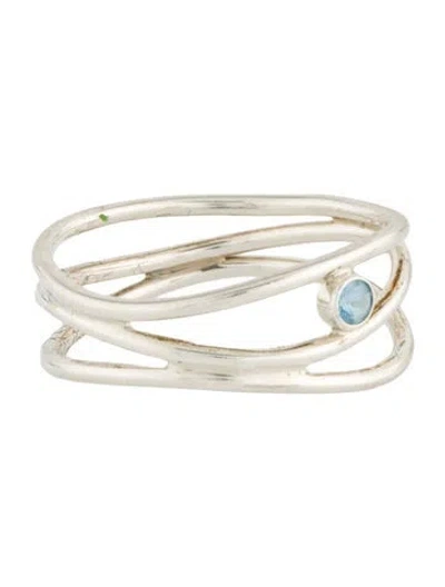 Pre-owned Tiffany & Co Aquamarine Wave Three-row Ring In Multi
