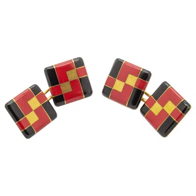 Pre-owned Tiffany & Co . Art Deco Enamel And 18 Karat Gold Cufflinks, Circa 1925 In Multi
