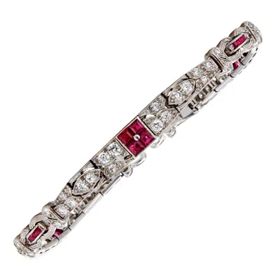 Pre-owned Tiffany & Co . Art Deco Ruby And Diamond Bracelet In Multi