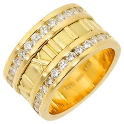 Pre-owned Tiffany & Co . Atlas 18k Gold Half Circle Diamond 12mm Band Ring 6.5 In Multi