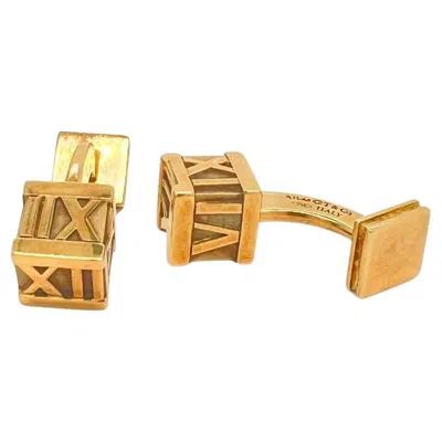 Pre-owned Tiffany & Co . Atlas 18k Gold Numeric Cube Cufflinks In Multi