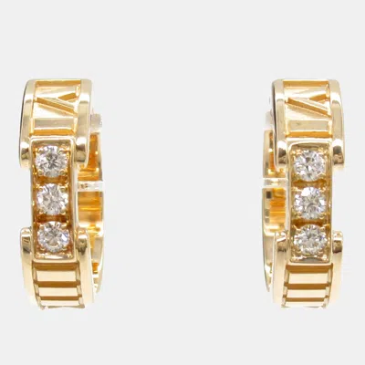 Pre-owned Tiffany & Co Atlas 18k Rose Gold Diamond Hoop Earrings