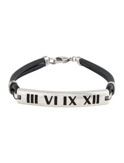 Pre-owned Tiffany & Co Atlas Bar Bracelet, 7" In Black