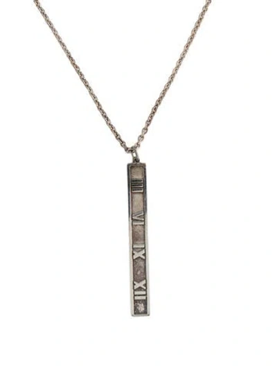 Pre-owned Tiffany & Co Atlas Bar Pendant Necklace, 16" In Multi