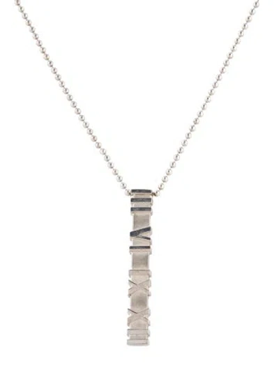 Pre-owned Tiffany & Co Atlas Bar Pendant Necklace, 20" In Multi