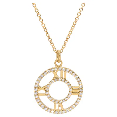 Pre-owned Tiffany & Co . Atlas Collection 18k Yellow Gold Diamond Medallion Necklace