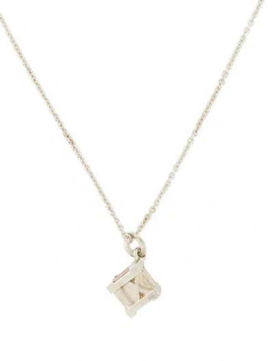 Pre-owned Tiffany & Co Atlas Cube Pendant Necklace, 16" In Multi