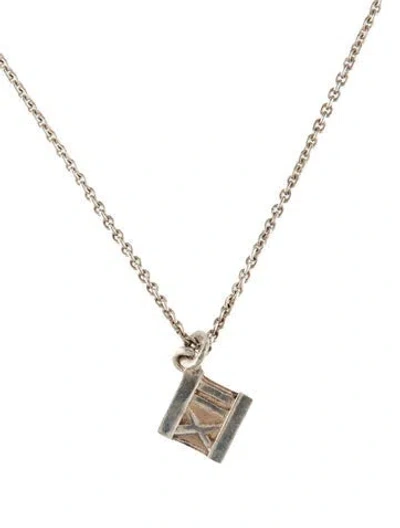 Pre-owned Tiffany & Co Atlas Cube Pendant Necklace, 16" In Multi