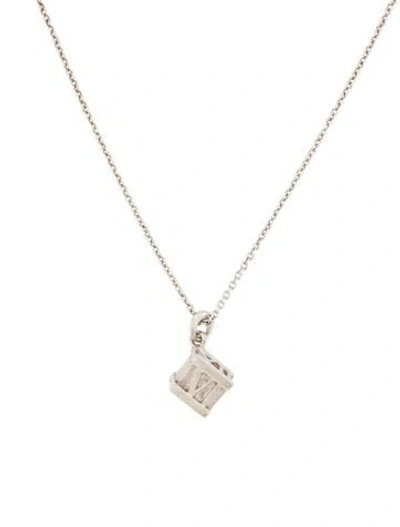 Pre-owned Tiffany & Co Atlas Cube Pendant Necklace, 16" In Multi
