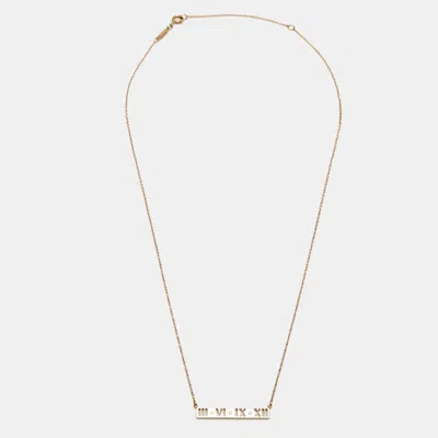 Pre-owned Tiffany & Co Atlas Pierecd Diamond 18k Rose Gold Necklace