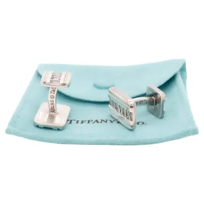 Pre-owned Tiffany & Co . Atlas Roman Numeral Sterling Silver Cufflinks In Multi