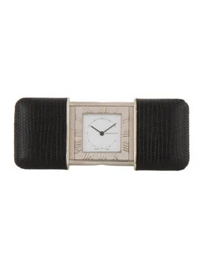 Pre-owned Tiffany & Co Atlas Travel Alarm Clock In Black