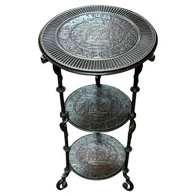 Pre-owned Tiffany & Co Austrian Gothic Revival Patinated Bronze Plant Stand / Side Table By Tiffany In Gold