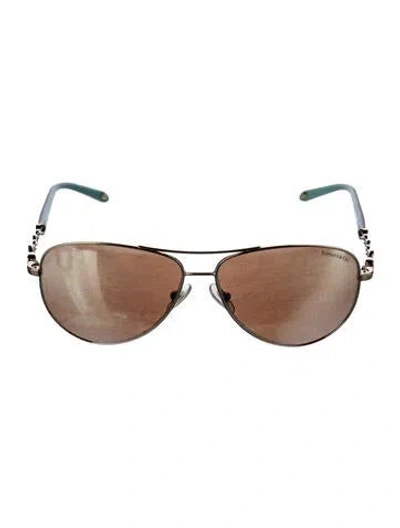Pre-owned Tiffany & Co Aviator Mirrored Sunglasses In Gold