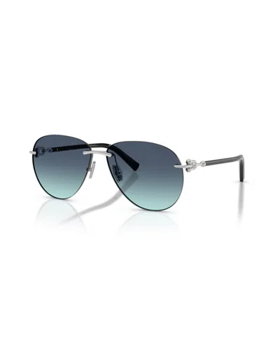 Tiffany & Co Aviator Rimless Sunglasses Tf3124 In Silver
