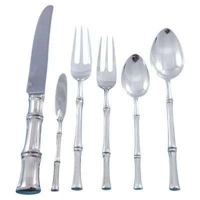 Pre-owned Tiffany & Co Bamboo By Tiffany Sterling Silver Flatware Set For 12 Service 74 Pcs Dinner