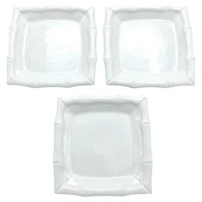 Pre-owned Tiffany & Co . Bamboo White Porcelain Square Dessert/salad Plates - Set Of 3