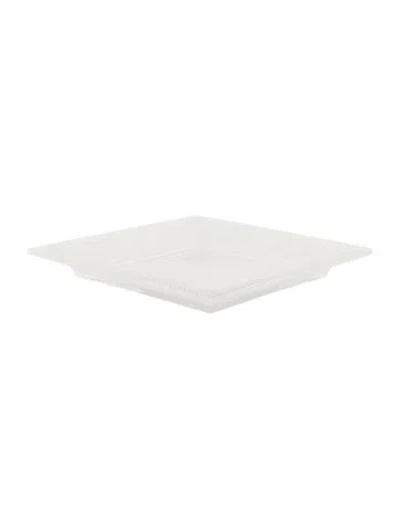 Pre-owned Tiffany & Co Basket Weave Bordered Crystal Trinket Plate In Transparent