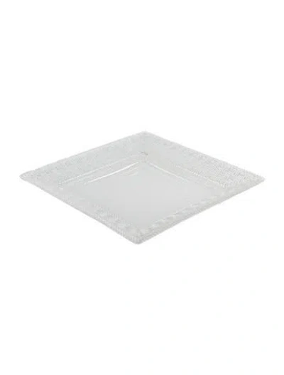 Pre-owned Tiffany & Co Basketweave Square Tray In Transparent