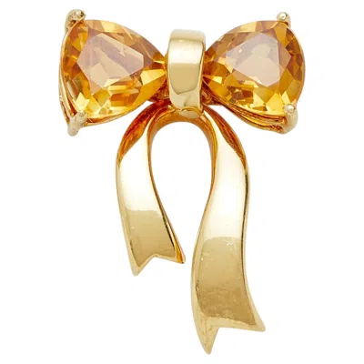 Pre-owned Tiffany & Co Beautiful . 18k Gold And 2.75ct Citrine Bow Brooch 11/16" X 1" 4.7 G In Multiple