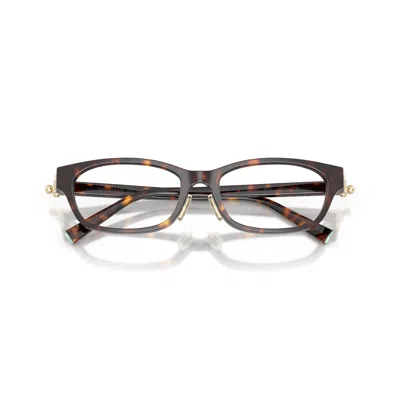 Tiffany & Co Black Acetate Rectangular Eyeglasses With Gold Accents In White