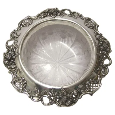 Pre-owned Tiffany & Co Blackberry By  Sterling Silver Fruit Bowl With Cut Glass Leaves