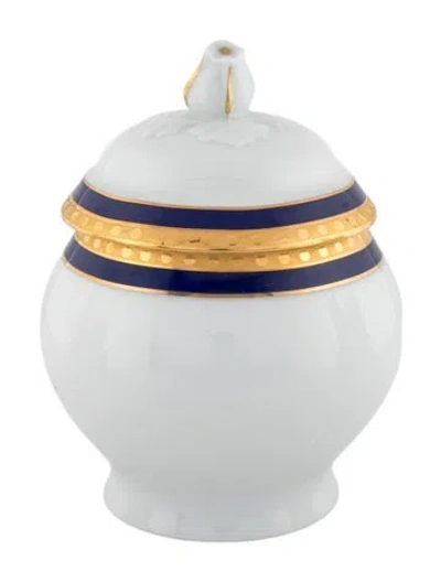Pre-owned Tiffany & Co Blue Band Porcelain Jar In White