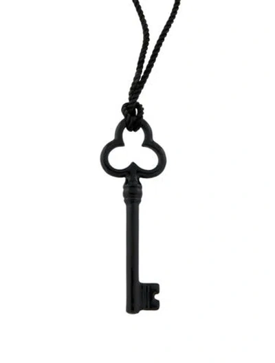 Pre-owned Tiffany & Co Bone China Trefoil Key Pendant Necklace, 31" In Multi