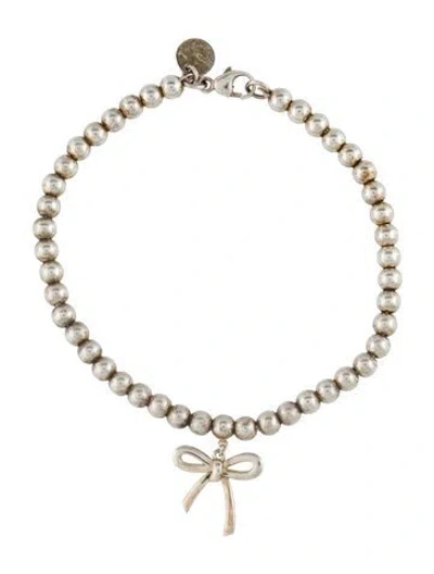 Pre-owned Tiffany & Co Bow Charm Bead Bracelet, 6.5" In Multi