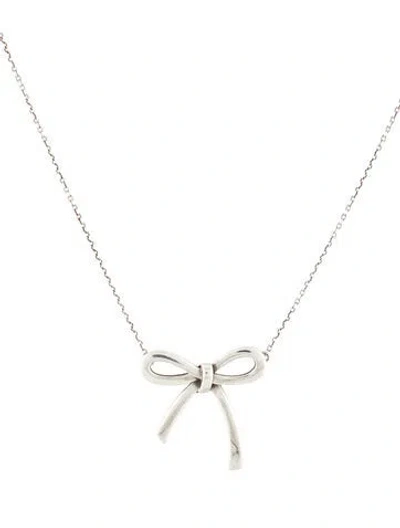 Pre-owned Tiffany & Co Bow Pendant Necklace, 16" In Multi