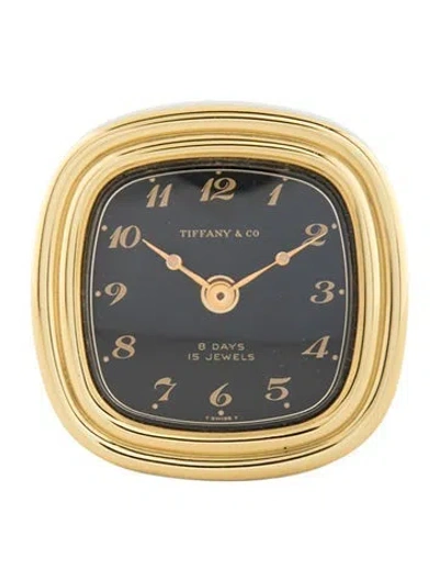 Pre-owned Tiffany & Co Brass 8 Days 15 Jewels Desk Clock In Metallic