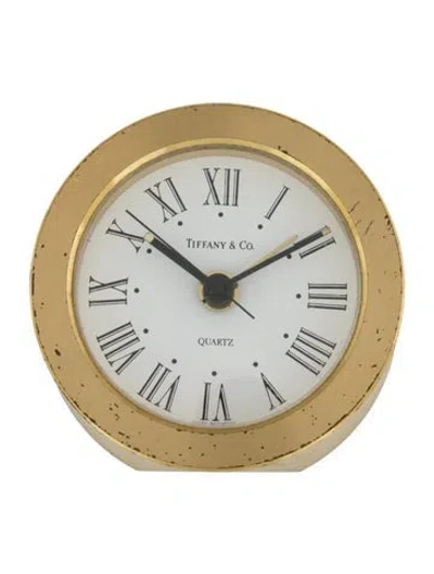 Pre-owned Tiffany & Co . Brass Desk Clock In Gold