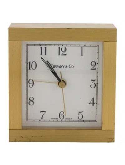 Pre-owned Tiffany & Co Brass Square Alarm Clock In Gold