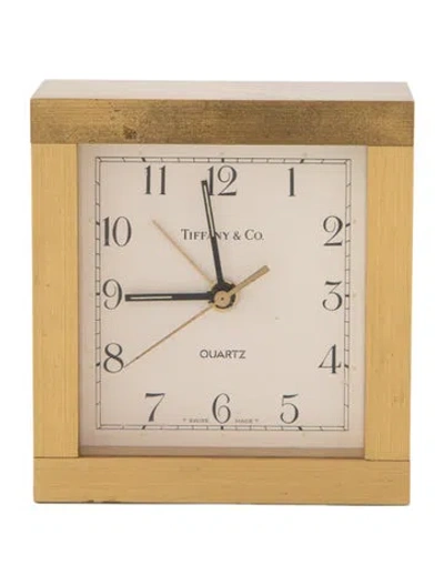Pre-owned Tiffany & Co Brass Square Desk Clock In Metallic