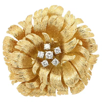 Pre-owned Tiffany & Co Brooch Pendant Flower Vintage 18k Yellow Gold