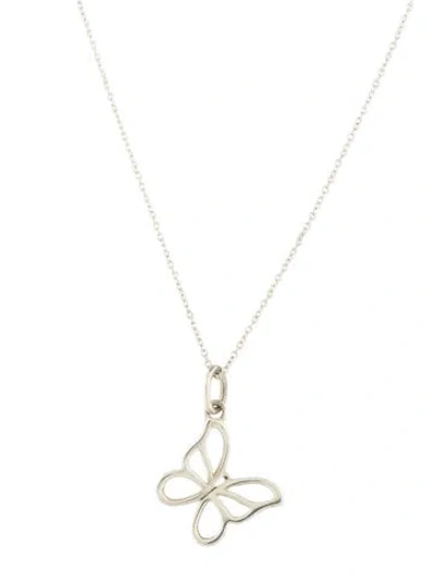Pre-owned Tiffany & Co Butterfly Pendant Necklace, 18.75" In Multi