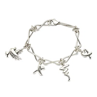 Pre-owned Tiffany & Co C. 1990 Vintage Tiffany Jewelry "paloma Piccaso" Sterling Silver Charm Bracelet