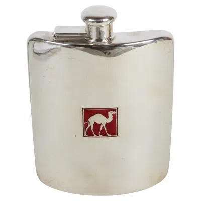 Pre-owned Tiffany & Co Camel 1920s Deco Gentleman's Sterling Silver Pocket Or Hip Flask In Brown