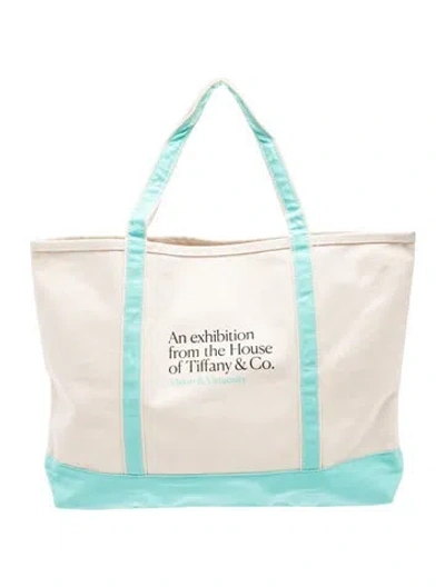 Pre-owned Tiffany & Co Canvas Tote In Blue/neutrals