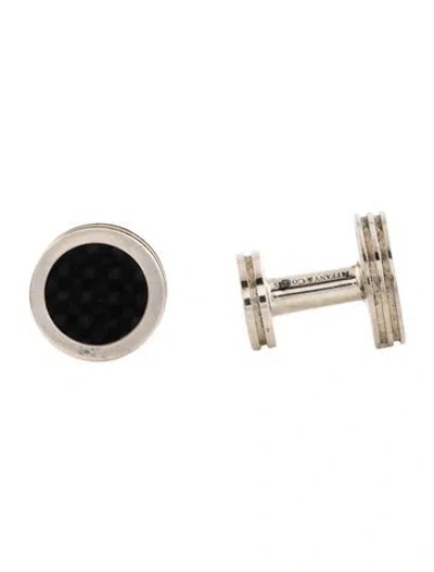 Pre-owned Tiffany & Co Carbon Fiber Round Cufflinks In Multicolor