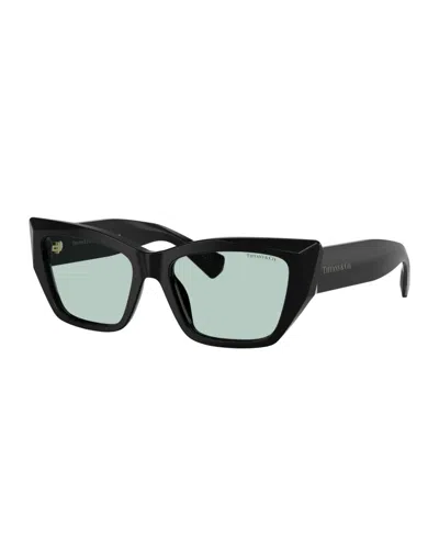 Tiffany & Co . Cat-eye Sunglasses With Light Azure Lenses In Black