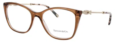 Tiffany & Co . Cat-eye Acetate Metal Eyeglasses In 8255 - Brown On Pink Grey / Demo