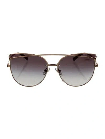 Pre-owned Tiffany & Co Cat-eye Tinted Sunglasses In Gold