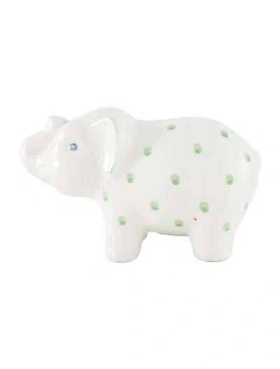 Pre-owned Tiffany & Co Ceramic Elephant Coin Bank In Green