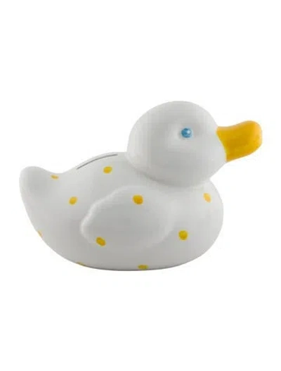 Pre-owned Tiffany & Co Ceramic Polka Dot Duck Bank In White