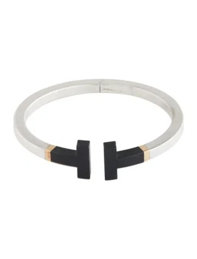 Pre-owned Tiffany & Co Ceramic T Square Cuff Bracelet, 7" In Black